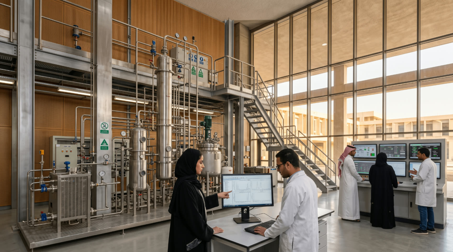 طلاب هندسة يشغّون وحدة عمليات صناعية داخل معمل جامعة الملك فهد للبترول والمعادن